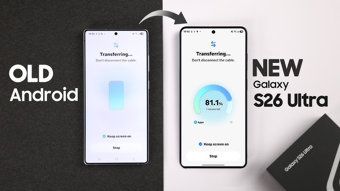 갤럭시 S26 앱 및 데이터 복사 무선 전송 선택 화면