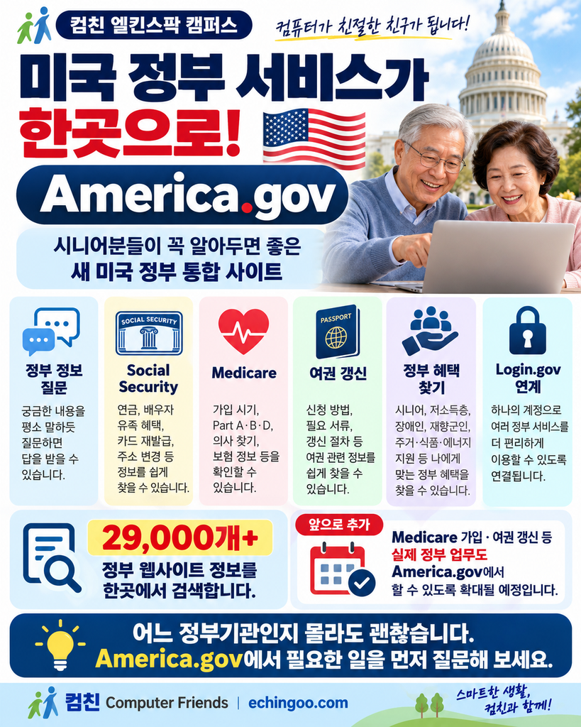 미국 정부 서비스, 어디서 찾을까요? America.gov를 컴친 학생분들을 위해 쉽게 설명합니다